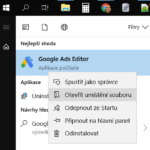 Ukázka nastavení Autohotkey pro spuštění Google Ads Editoru